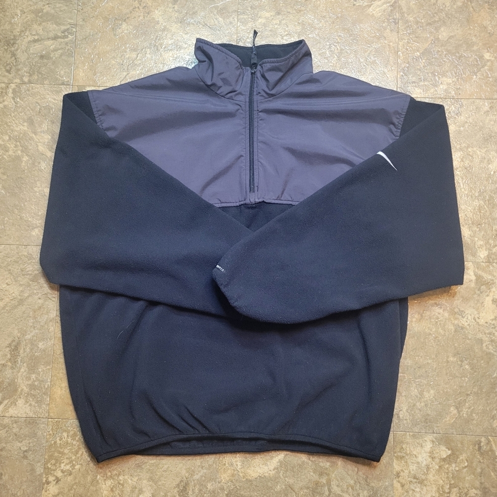 Nike Golf Windbreaker Jacket Mens Large L Black Zip Fleece Softshell Therma-Fit